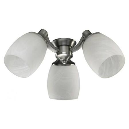 Quorum Three Light Satin Nickel Faux Alabaster Glass Fan Light Kit 2326-865